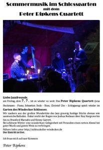 Sommermusik im Schlossgarten: Peter Ripkens Quartett (Jazz)